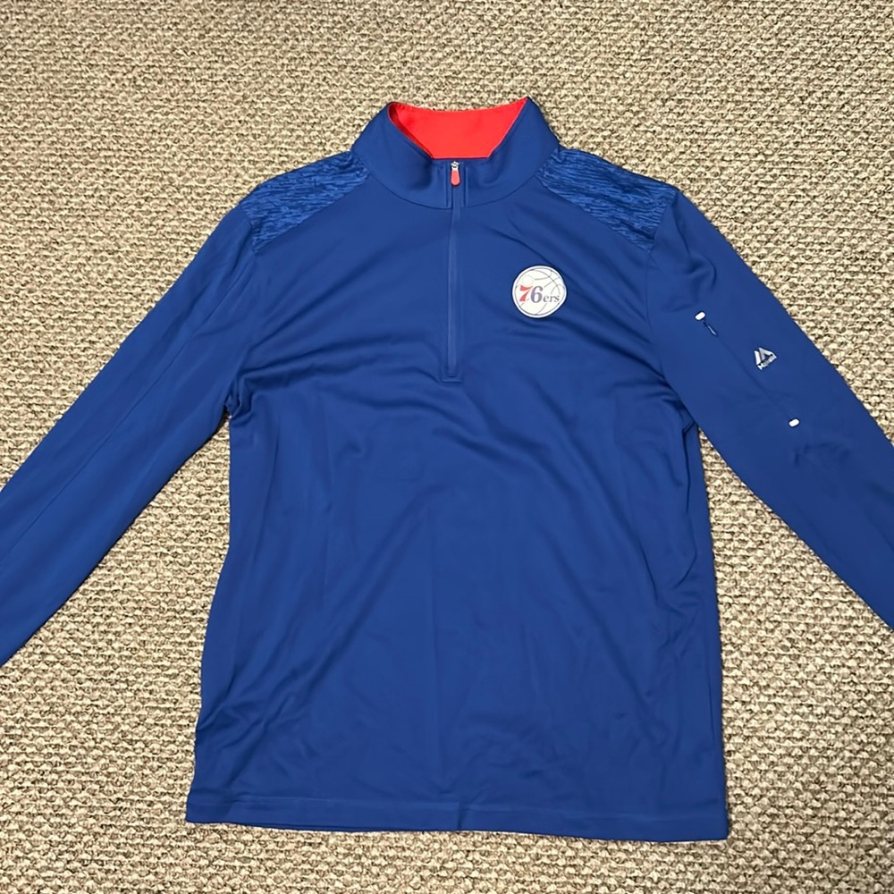 Philadelphia 76ers Basketball Majestic Coolbase Quarter Zip Size Large
